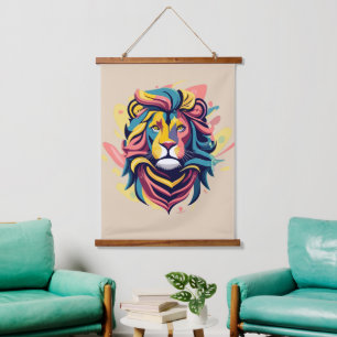 Abstract Lion Head Art Hanging Tapestry