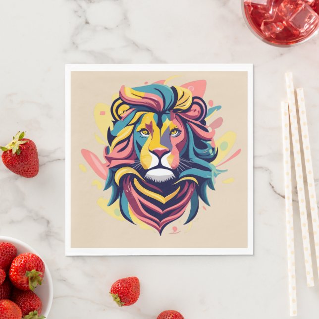 Abstract Lion Head Art Napkin (Insitu)