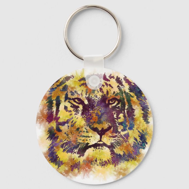Abstract Lion Paintng Key Ring (Front)
