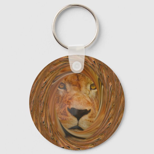 Abstract Lion Safari Art Print Key Ring (Front)
