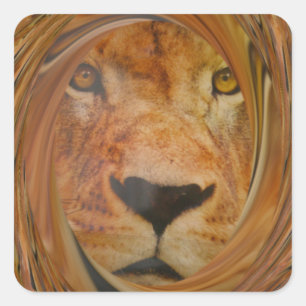 Abstract Lion Safari Art Print Square Sticker
