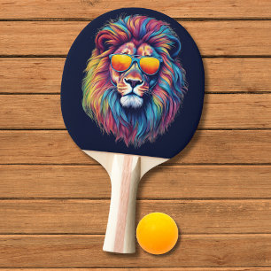 Abstract Lion with Sunglasses  Ping Pong Paddle