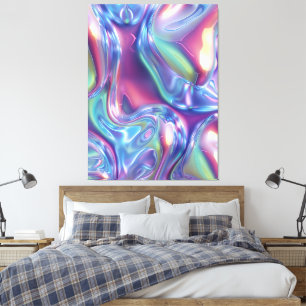 Abstract Liquid Chrome Stretched Canvas Print