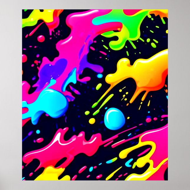 Abstract Liquid Colour Explosion Art Poster (Front)