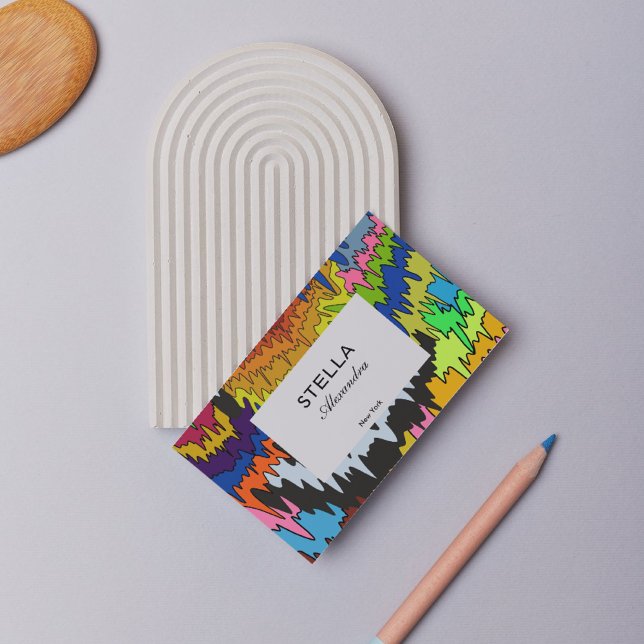 Abstract Liquid Drip Colourful Groovy Stripe Bold  Business Card (Creator Uploaded)