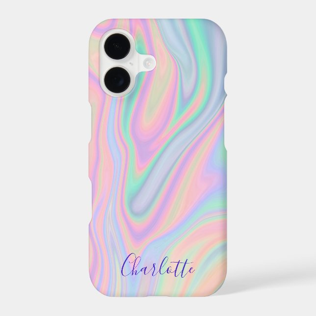Abstract Liquid Iridescent Pastel Colour. Add Name (Back)