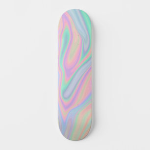 Abstract Liquid Iridescent  Pastel Colour Design Skateboard