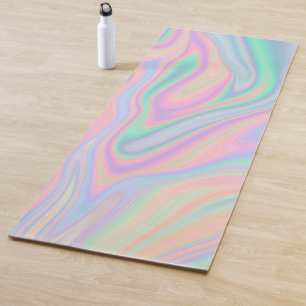 Abstract Liquid Iridescent  Pastel Colour Design Yoga Mat