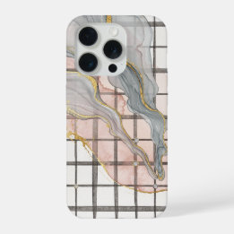 Abstract Liquid Marble Grid Gold Pink Grey Case