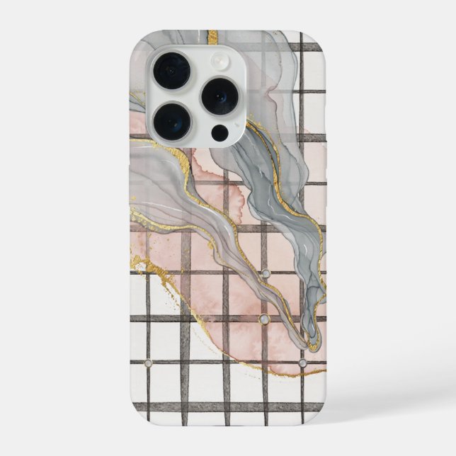 Abstract Liquid Marble Grid Gold Pink Grey Case (Back)