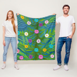 Abstract Little Daisy Garden Fleece Blanket