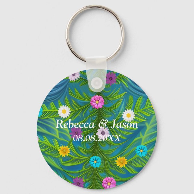 Abstract Little Daisy Garden Key Ring (Front)