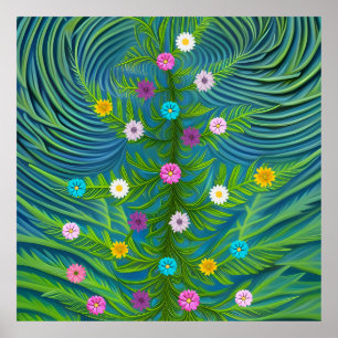 Abstract Little Daisy Garden Poster