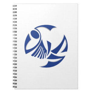 Abstract logo of the blue fish spiral notebook