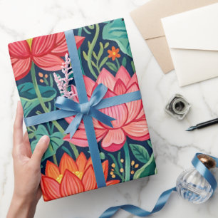 Abstract Lotus Butterfly Wrapping Paper