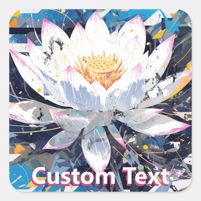Abstract Lotus Flower Custom Square Sticker (Front)