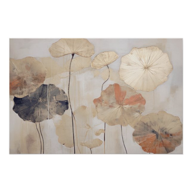 Abstract Lotus Leaves - Wabisabi Aesthetic  Poster (Front)