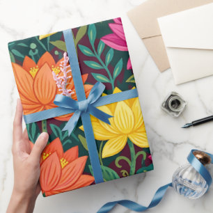 Abstract Lotus Monarch Floral Wrapping Paper