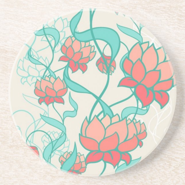 Abstract Lotus Pattern Coaster (Front)