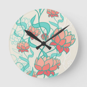 Abstract Lotus Pattern Round Clock