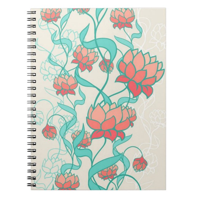 Abstract Lotus Pattern Spiral Notebook (Front)