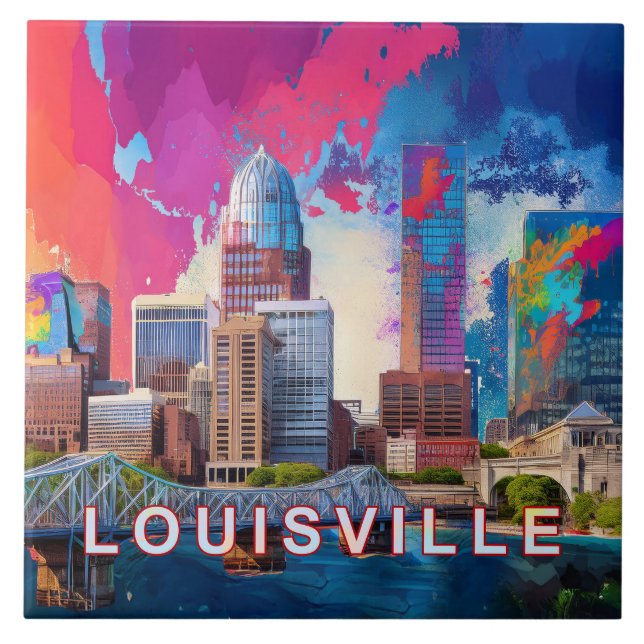 Abstract Louisville Skyline Art Modern  Tile (Front)