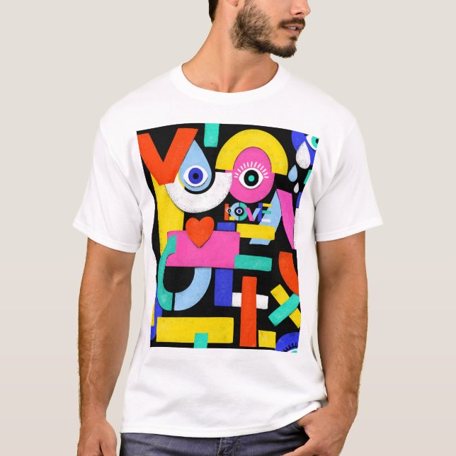 Abstract love, eyes: colourful pattern T-Shirt (Front)
