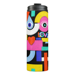 Abstract love, eyes: colourful pattern thermal tumbler