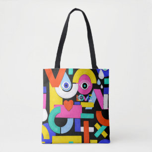 Abstract love, eyes: colourful pattern tote bag