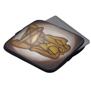 Abstract Lovers Contemporary Art In Ochre And Brow Laptop Sleeve