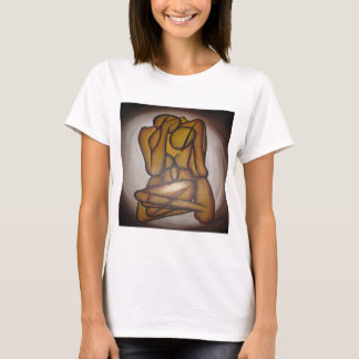 Abstract Lovers Contemporary Art In Ochre And Brow T-Shirt