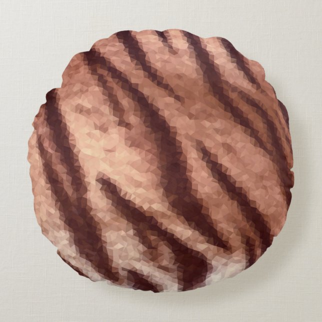 Abstract low poly animal tiger fur pattern. Nature Round Cushion (Front)