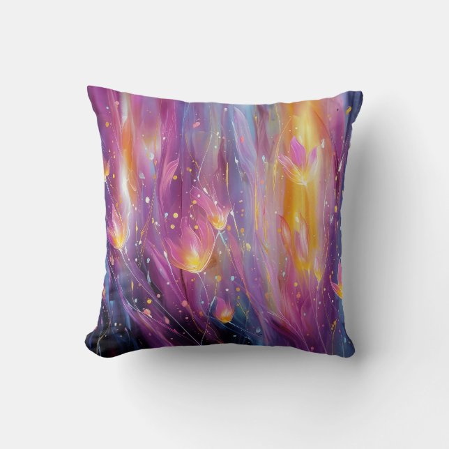 Abstract luminous floral explosion cushion (Front)