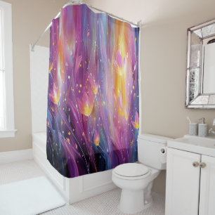 Abstract luminous floral explosion shower curtain