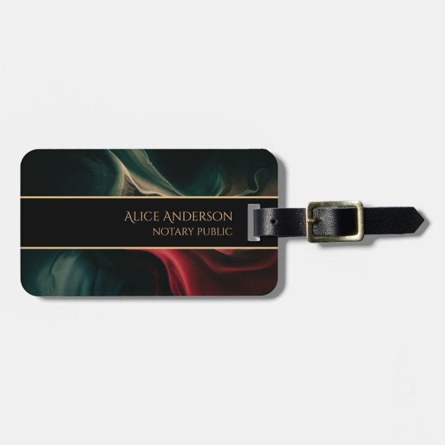 Abstract Luxury black green Professional Travel Luggage Tag (Front Horizontal)