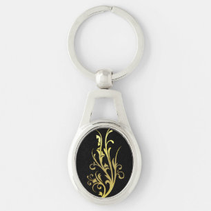Abstract Luxury Faux Gold Flower Key Ring