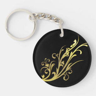 Abstract Luxury Faux Gold Flower Key Ring