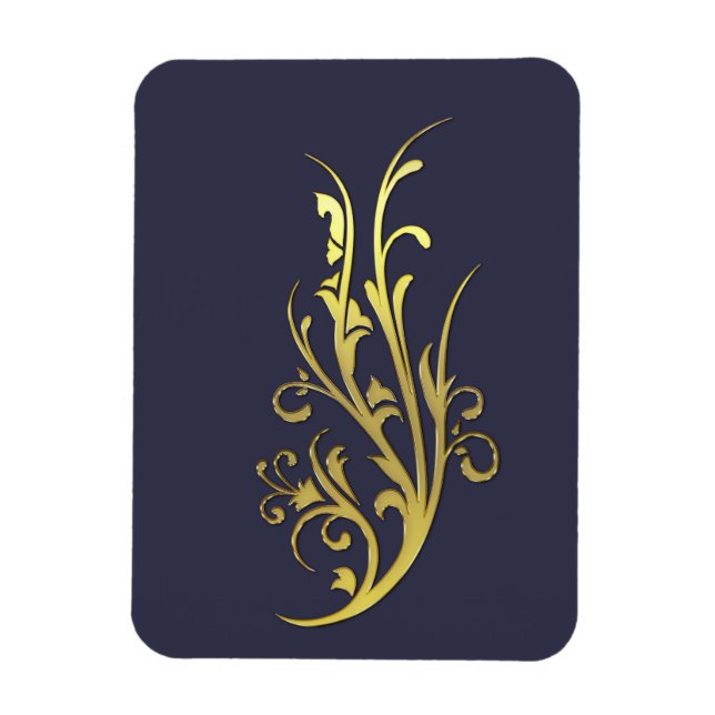 Abstract Luxury Faux Gold Flower Magnet (Vertical)