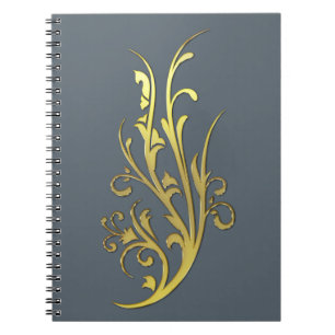 Abstract Luxury Faux Gold Flower Spiral Notebook