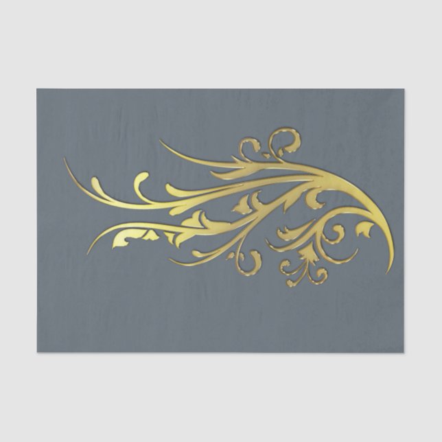 Abstract Luxury Faux Gold Flower Tissue Paper (Front)