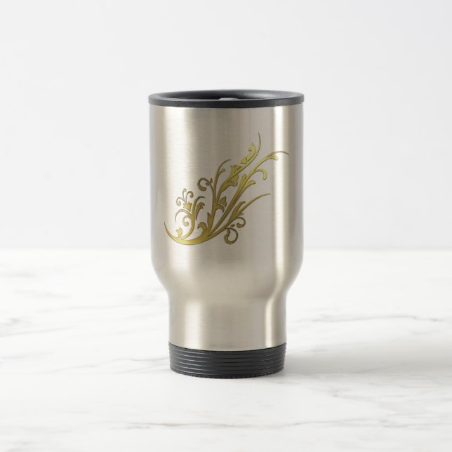 Abstract Luxury Faux Gold Flower Travel Mug (Center)