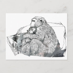 Abstract Macaque silhouette Postcard