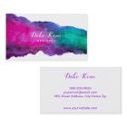 Abstract Magenta and Aqua Watercolor Business Card