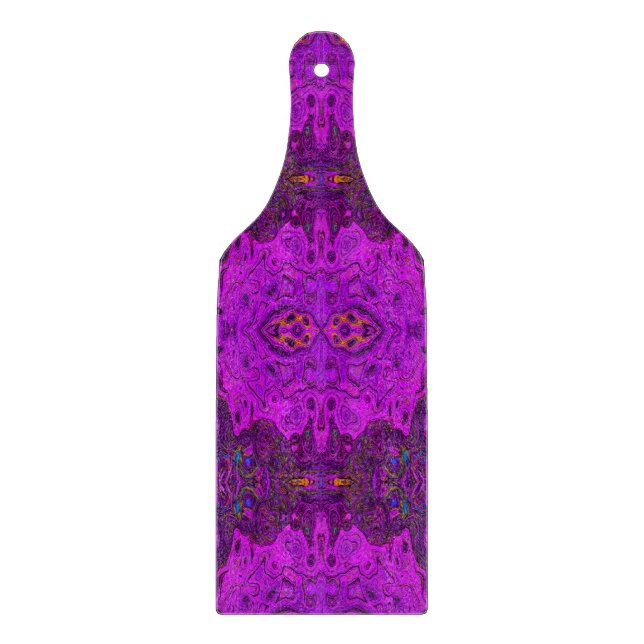 Abstract Magenta and Black Groovy Pattern Cutting Board (Front)