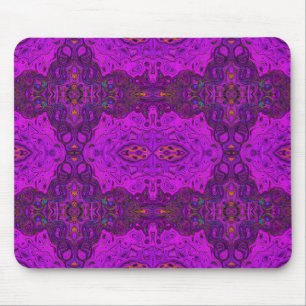 Abstract Magenta and Black Groovy Pattern Mouse Pad