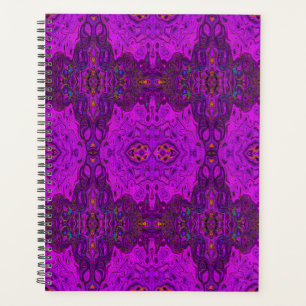 Abstract Magenta and Black Groovy Pattern Planner