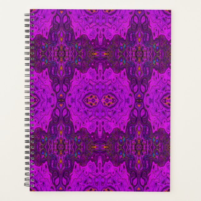 Abstract Magenta and Black Groovy Pattern Planner (Front)