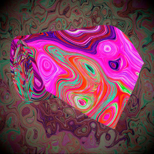 Abstract Magenta and Green Retro Liquid Swirl Tie
