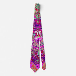 Abstract Magenta and Green Retro Liquid Swirl Tie