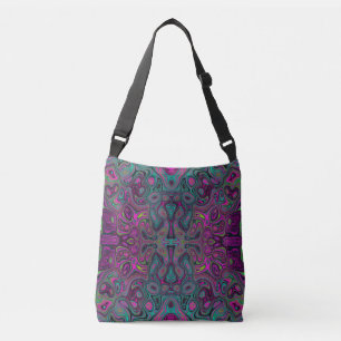 Abstract Magenta and Teal Blue Groovy Pattern Crossbody Bag